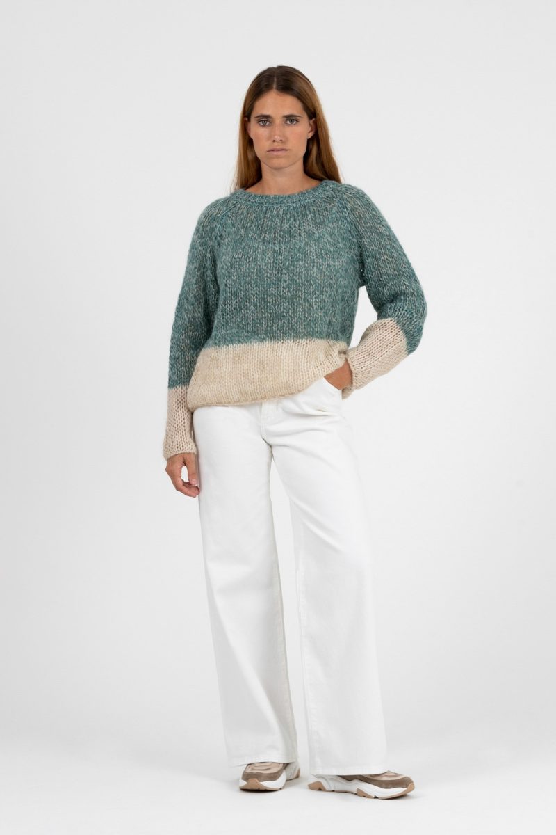 Maglia 231846 nr 371 petrolio beige 1 1